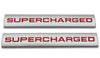 ChezMax 2Pcs 3D Raised Supercharged Car Emblem Badge Sticker Silver Red