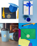 Lollutdotu 100PCS Graduation Stickers Class of 2025 Gold Foil Seals 1.6 inch