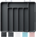 Kitsure Adjustable Cutlery Drawer Organizer Kitchen Tray Black