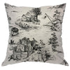 Zaueky Old Village Cotton Linen Pillow Case Black White 18x18 Inch