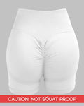 CHAMSHINE High Waisted Tummy Control Butt Lifting Workout Shorts White Size M