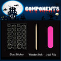 HPYFOI Halloween Press On Nails Long Coffin Black White Ghostface 24Pcs
