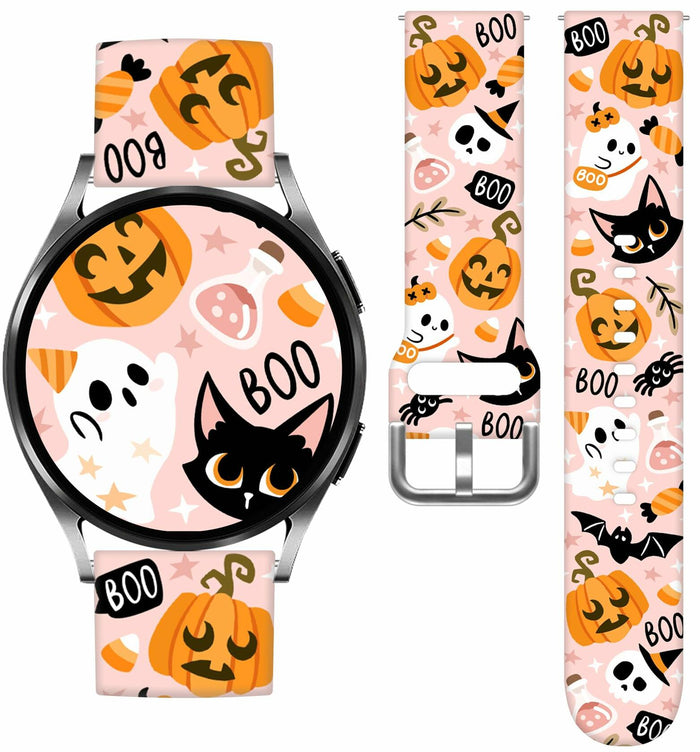 Vieeki Halloween Pumpkin Silicone Watch Band Samsung Galaxy 40-46mm Pink 20mm