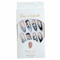 HPYFOI Halloween Press On Nails Long Coffin Black White Ghostface 24Pcs