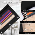 LaOficina 50 Pack 3 Ring Zippered Binder Pencil Pouch Clear Window Black