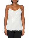 Anne Klein Missy Paillet Sequin Mesh V Neck Cami Bright White Size S