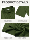 Runcati Mens Slim Fit Knit Polo Shirt Short Sleeve Cotton Army Green Size XL