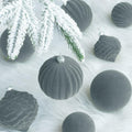 KI Store Velvet Christmas Balls Lux Gray 25pcs Flocked Xmas Tree Decor