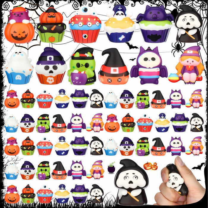 Halloscume Halloween Squeeze Toys 48 Pack Soft Slow Rising Ghost PU