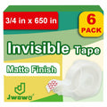 JWOWO Invisible Tape Refillable Dispenser Matte 3/4in x 650in 6 Pack
