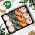 Meschett Velvet Ball Christmas Ornaments Set 12pcs 78mm Green Brown Neutral