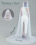 Geyoga Women Peals Tulle Hooded Cape Sheer Elf Cloak White