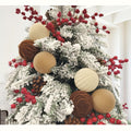 Obgora 15PCS Velvet Flocked Christmas Ornaments 3.15in Brown Light Coffee Beige