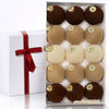 Obgora 15PCS Velvet Flocked Christmas Ornaments 3.15in Brown Light Coffee Beige