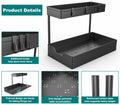 NATURE'S SOURCE 2 Pack 2 Tier Under Sink Organizer with 4 Hooks Black LIKE NEW