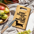 FONDCANYON Dachshund Bamboo Wood Cutting Board Kitchen Decor Brown