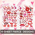 Kotbs Kiss Lips Temporary Tattoo Stickers 4-Pack Multi-colored Adults Kids