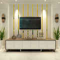 YSSZAM Mirror Wall Stickers Striped Design Acrylic Tiles 5x20cm Gold 10 Pcs