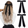Aileam 2PCS Black Velvet Hair Bows Ribbon Clips Metal Ponytail Holder