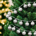 Motionchic 6.5ft Silver 24 Ball 2in Shatterproof Ornament Garland