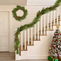 COAZEX 6FT Norfolk Pine Garland Real Touch Greenery with LED Lights Gold Ribbon
