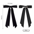 Aileam 2PCS Black Velvet Hair Bows Ribbon Clips Metal Ponytail Holder