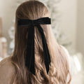 Aileam 2PCS Black Velvet Hair Bows Ribbon Clips Metal Ponytail Holder