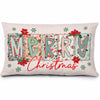 MOLYUB Pink Merry Christmas Floral Pillow Cover 12x20 Inches Polyester