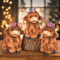 NEROSUN Highland Cow Figurines Set of 3 Brown Resin Scottish Decor