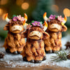 NEROSUN Highland Cow Figurines Set of 3 Brown Resin Scottish Decor