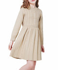 WULFUL Girls Sweater Dress Long Sleeve Button Pleated Knit Light Blue Size 7-8Y