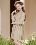 WULFUL Girls Sweater Dress Long Sleeve Button Pleated Knit Light Blue Size 7-8Y