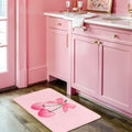 ETYZE Pink Welcome Mat Indoor Front Door Cherry Bow 30x16 Inch Polyester