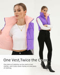 Xeoxarel Women's Puffer Vest Sleeveless Warm Outerwear Purple Pink Size XL