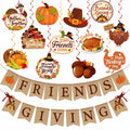 Friendsgiving Party Decorations Banner Hanging Swirls Turkey Pumpkin Maple