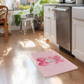 ETYZE Pink Welcome Mat Indoor Front Door Cherry Bow 30x16 Inch Polyester