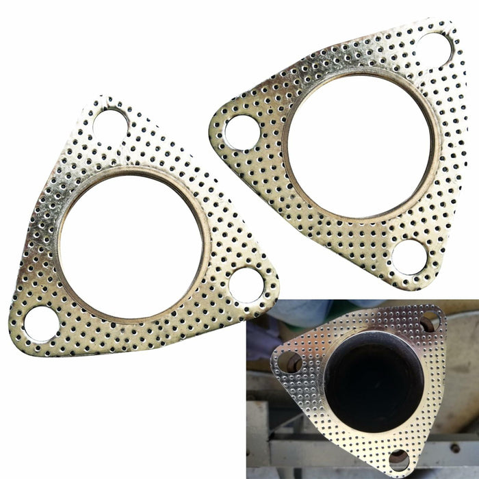 leechio Car Exhaust Gasket 2.48" 3 Hole Flange High Temp Silver 2PCS