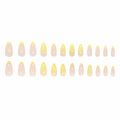 Almond Press On Nails Medium Glossy Flower French Tip Fake Nails 24pcs