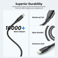 MenoSupp iPhone Charger 3 Pack 10FT Nylon Braided Lightning Cable BlackWhite