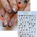 Halloween 5D Nail Art Decals Spider Web Ghost 3D Self Adhesive 2 Sheets