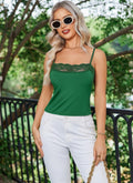 Avidlove Women Square Neck Lace Trim Tank Top Camisole Green Size S