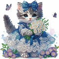 WSLWXSHM 5D Cat Diamond Art Kit 12x12in Crystal Rhinestones Animal