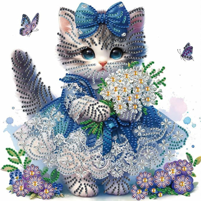 WSLWXSHM 5D Cat Diamond Art Kit 12x12in Crystal Rhinestones Animal