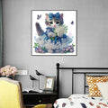 WSLWXSHM 5D Cat Diamond Art Kit 12x12in Crystal Rhinestones Animal