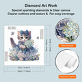 WSLWXSHM 5D Cat Diamond Art Kit 12x12in Crystal Rhinestones Animal