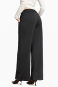 Bamans Wide Leg Dress Pants High Elastic Waist Curvy Women Black Size S
