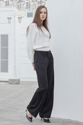 Bamans Wide Leg Dress Pants High Elastic Waist Curvy Women Black Size S