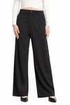 Bamans Wide Leg Dress Pants High Elastic Waist Curvy Women Black Size S