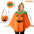 HEYFIZZ 3 PCS Pumpkin Costume Poncho Set Halloween Orange Size Adult