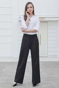Bamans Wide Leg Dress Pants High Elastic Waist Curvy Women Black Size S